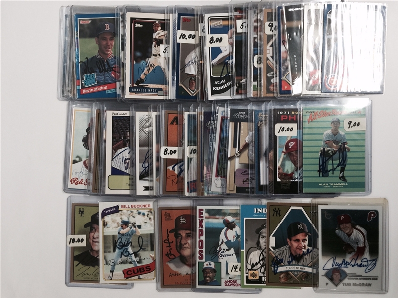 Lot of 45 Baseball Autograph Cards with Tug McGraw
